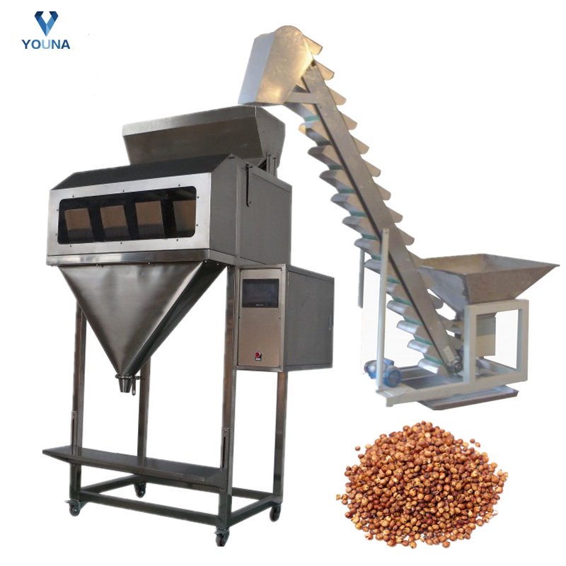 Granule Beans Nuts Sunflower Seeds Grain Rice Fertilizer Net Weight Machine Vibrator Filler Weighing Filling Packing Machine
