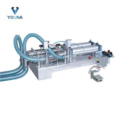 Semi Automatic Peneumatic Double Nozzle Soft Drink Mineral Water Packing Machine Packaging Horizontal Small Juice Liquid Filling Machine for Bottle Water